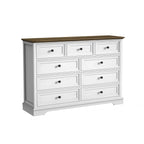 9 Drawer Dresser with Wooden Top, Tall Fabric Dresser & Chest of Drawers for Bedroom Closet Living Room - Comfortable Living Decor