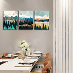 Abstract Wall Art Forest Mountain Watercolor Wall Paintings Landscape Modern Canvas Prints Bathroom Bedroom Office Wall Decor 3 Piece - Comfortable Living Decor