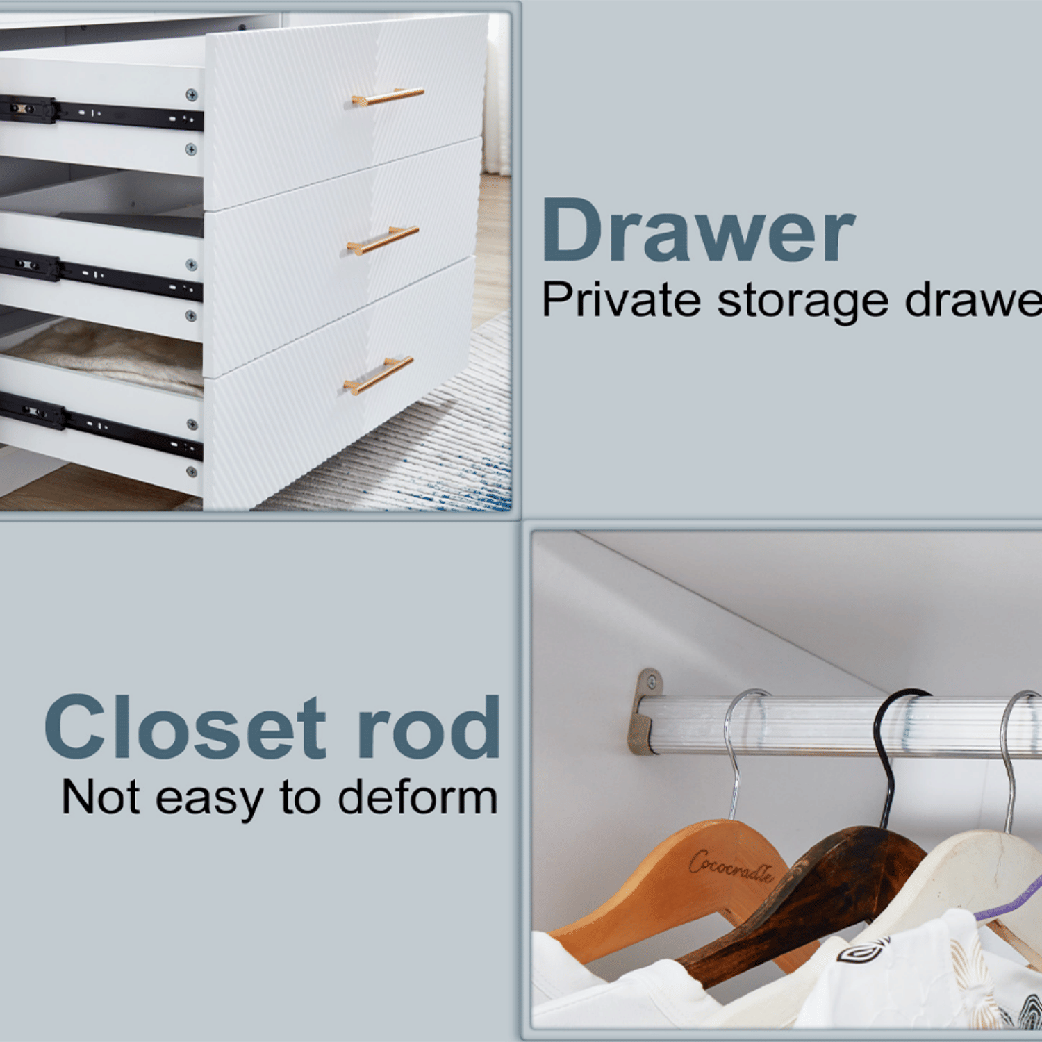 Armoire Wardrobe Closet, with 4 Drawers for High Storage Capacity - Comfortable Living Decor