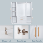 Armoire Wardrobe Closet, with 4 Drawers for High Storage Capacity - Comfortable Living Decor