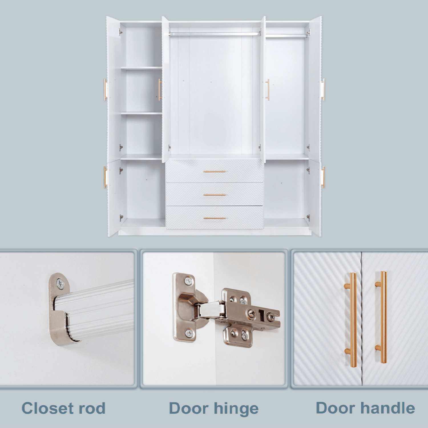 Armoire Wardrobe Closet, with 4 Drawers for High Storage Capacity - Comfortable Living Decor