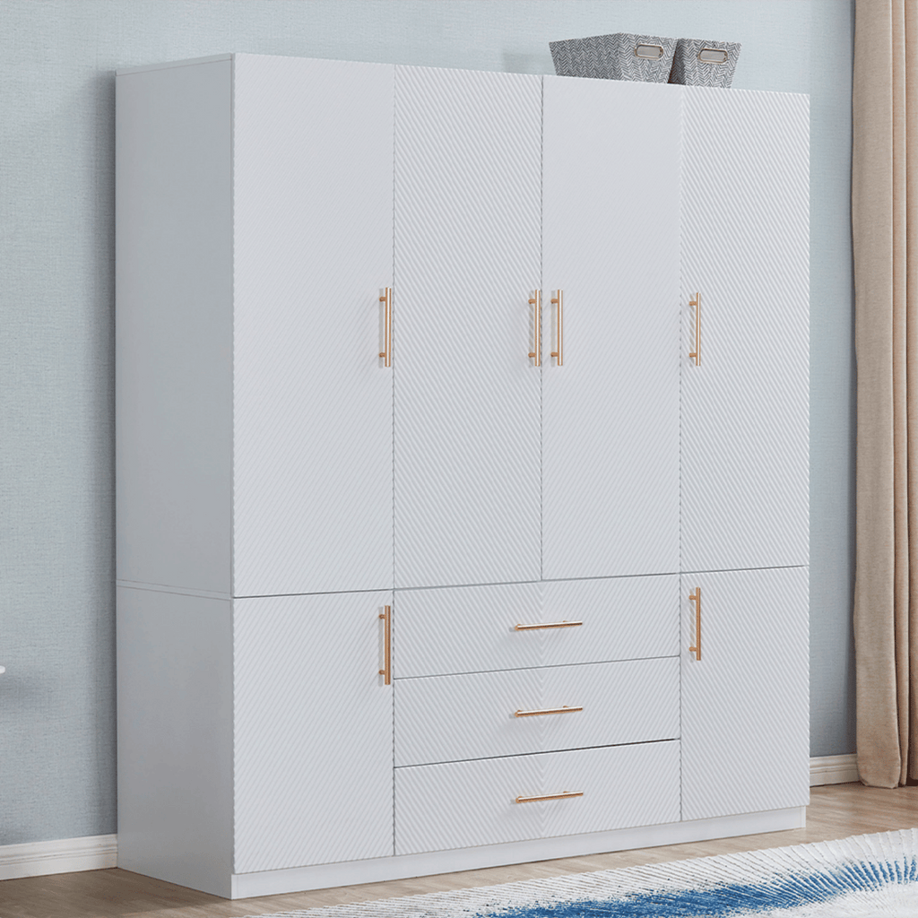 Armoire Wardrobe Closet, with 4 Drawers for High Storage Capacity - Comfortable Living Decor