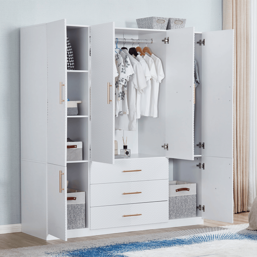 Armoire Wardrobe Closet, with 4 Drawers for High Storage Capacity - Comfortable Living Decor