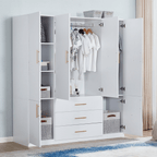 Armoire Wardrobe Closet, with 4 Drawers for High Storage Capacity - Comfortable Living Decor