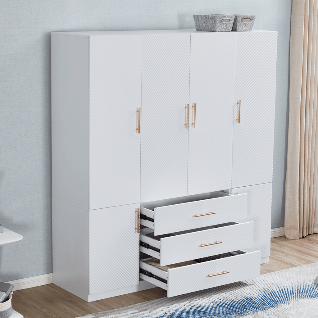 Armoire Wardrobe Closet, with 4 Drawers for High Storage Capacity - Comfortable Living Decor