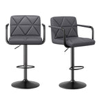 Bar Stools Set of 2, Seat Adjustable Height 25.5 - 34.5IN Barstools with Back & Arms, Swivel PU Leather Upholstered Square Counter Height Bar Chairs for Bar Kitchen Island - Comfortable Living Decor