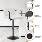 Bar Stools Set of 2, Seat Adjustable Height 25.5 - 34.5IN Barstools with Back & Arms, Swivel PU Leather Upholstered Square Counter Height Bar Chairs for Bar Kitchen Island - Comfortable Living Decor