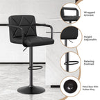 Bar Stools Set of 2, Seat Adjustable Height 25.5 - 34.5IN Barstools with Back & Arms, Swivel PU Leather Upholstered Square Counter Height Bar Chairs for Bar Kitchen Island - Comfortable Living Decor