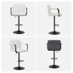 Bar Stools Set of 2, Seat Adjustable Height 25.5 - 34.5IN Barstools with Back & Arms, Swivel PU Leather Upholstered Square Counter Height Bar Chairs for Bar Kitchen Island - Comfortable Living Decor