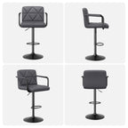 Bar Stools Set of 2, Seat Adjustable Height 25.5 - 34.5IN Barstools with Back & Arms, Swivel PU Leather Upholstered Square Counter Height Bar Chairs for Bar Kitchen Island - Comfortable Living Decor