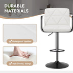 Bar Stools Set of 2, Seat Adjustable Height 25.5 - 34.5IN Barstools with Back & Arms, Swivel PU Leather Upholstered Square Counter Height Bar Chairs for Bar Kitchen Island - Comfortable Living Decor