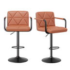 Bar Stools Set of 2, Seat Adjustable Height 25.5 - 34.5IN Barstools with Back & Arms, Swivel PU Leather Upholstered Square Counter Height Bar Chairs for Bar Kitchen Island - Comfortable Living Decor