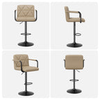 Bar Stools Set of 2, Seat Adjustable Height 25.5 - 34.5IN Barstools with Back & Arms, Swivel PU Leather Upholstered Square Counter Height Bar Chairs for Bar Kitchen Island - Comfortable Living Decor