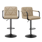 Bar Stools Set of 2, Seat Adjustable Height 25.5 - 34.5IN Barstools with Back & Arms, Swivel PU Leather Upholstered Square Counter Height Bar Chairs for Bar Kitchen Island - Comfortable Living Decor