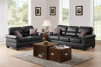 Black Bonded Leather 2pc Sofa Set Sofa And Loveseat Living Room Furniture - Comfortable Living Decor