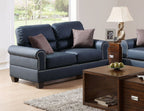 Black Bonded Leather 2pc Sofa Set Sofa And Loveseat Living Room Furniture - Comfortable Living Decor