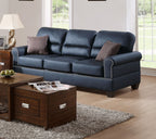 Black Bonded Leather 2pc Sofa Set Sofa And Loveseat Living Room Furniture - Comfortable Living Decor