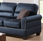 Black Bonded Leather 2pc Sofa Set Sofa And Loveseat Living Room Furniture - Comfortable Living Decor