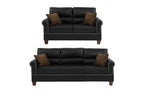 Black Bonded Leather 2pc Sofa Set Sofa And Loveseat Living Room Furniture - Comfortable Living Decor