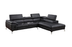 Black Color Sectional Couch 2pc Set Living Room Furniture Faux Leather Right Facing Chaise And Left Facing Sofa Metal Legs - Comfortable Living Decor