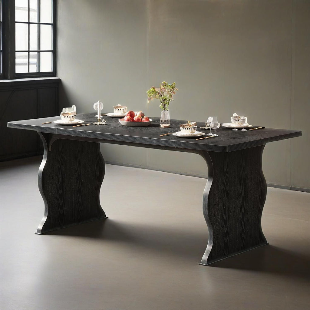 Black Dining Table for 4 - 6, 63 - Inch Rectangular Modern Kitchen Table - Comfortable Living Decor