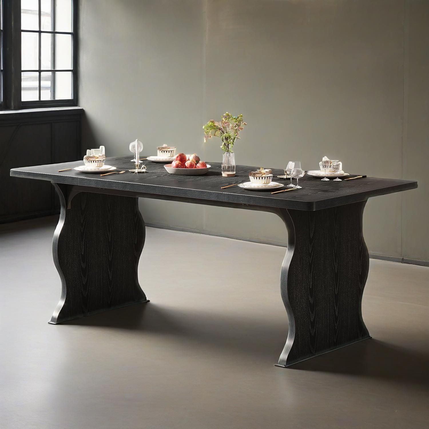 Black Dining Table for 4 - 6, 63 - Inch Rectangular Modern Kitchen Table - Comfortable Living Decor