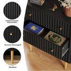 Black Modern 3 Drawer Dresser for Bedroom - Wood Storage Cabinet with Fluted Texture, Spacious Chest of Drawers Organizer for Living Room,Closet,Hallway - Comfortable Living Decor