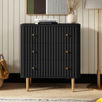 Black Modern 3 Drawer Dresser for Bedroom - Wood Storage Cabinet with Fluted Texture, Spacious Chest of Drawers Organizer for Living Room,Closet,Hallway - Comfortable Living Decor