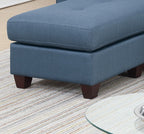 Blue Color Glossy Polyfiber Tufted Cushion Couch Sectional Sofa Chaise Living Room Furniture Reversible Sectionals Chaise - Comfortable Living Decor