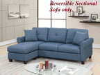Blue Color Glossy Polyfiber Tufted Cushion Couch Sectional Sofa Chaise Living Room Furniture Reversible Sectionals Chaise - Comfortable Living Decor