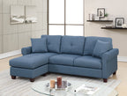 Blue Color Glossy Polyfiber Tufted Cushion Couch Sectional Sofa Chaise Living Room Furniture Reversible Sectionals Chaise - Comfortable Living Decor
