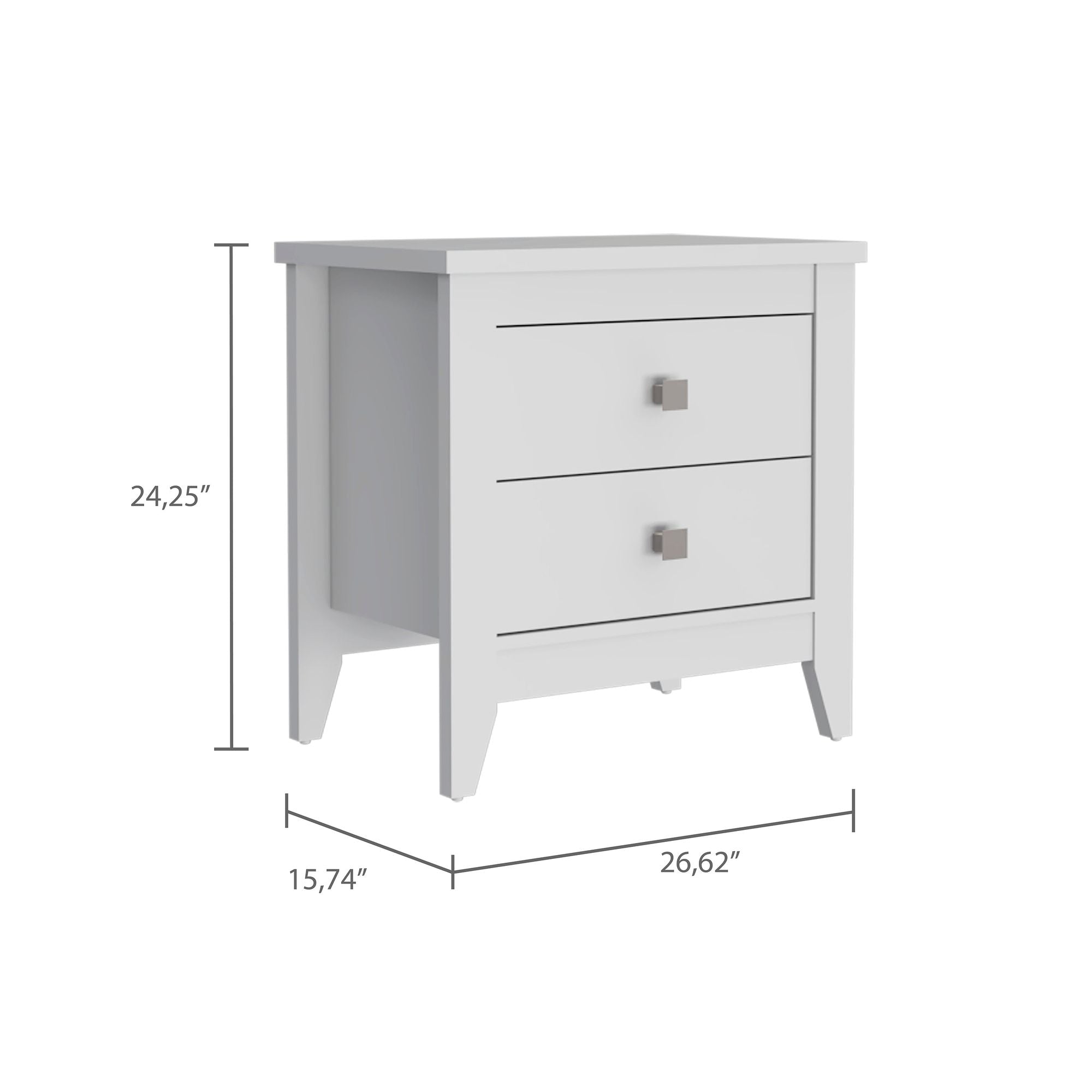 Breeze Four - Legged Modern Bedroom Nightstand, with Two Drawers, Black - Comfortable Living Decor