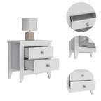 Breeze Four - Legged Modern Bedroom Nightstand, with Two Drawers, Black - Comfortable Living Decor