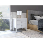 Breeze Four - Legged Modern Bedroom Nightstand, with Two Drawers, Black - Comfortable Living Decor