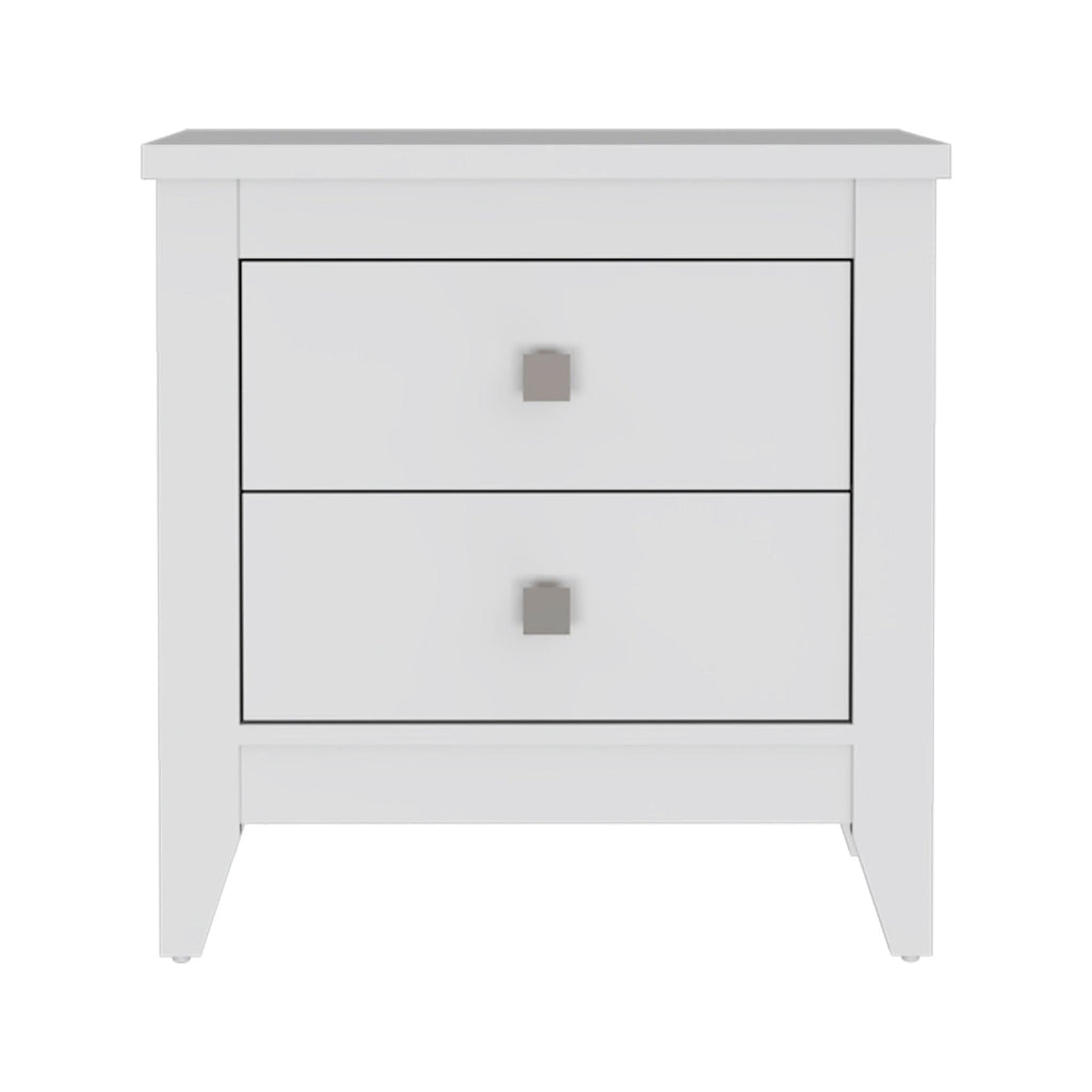 Breeze Four - Legged Modern Bedroom Nightstand, with Two Drawers, Black - Comfortable Living Decor