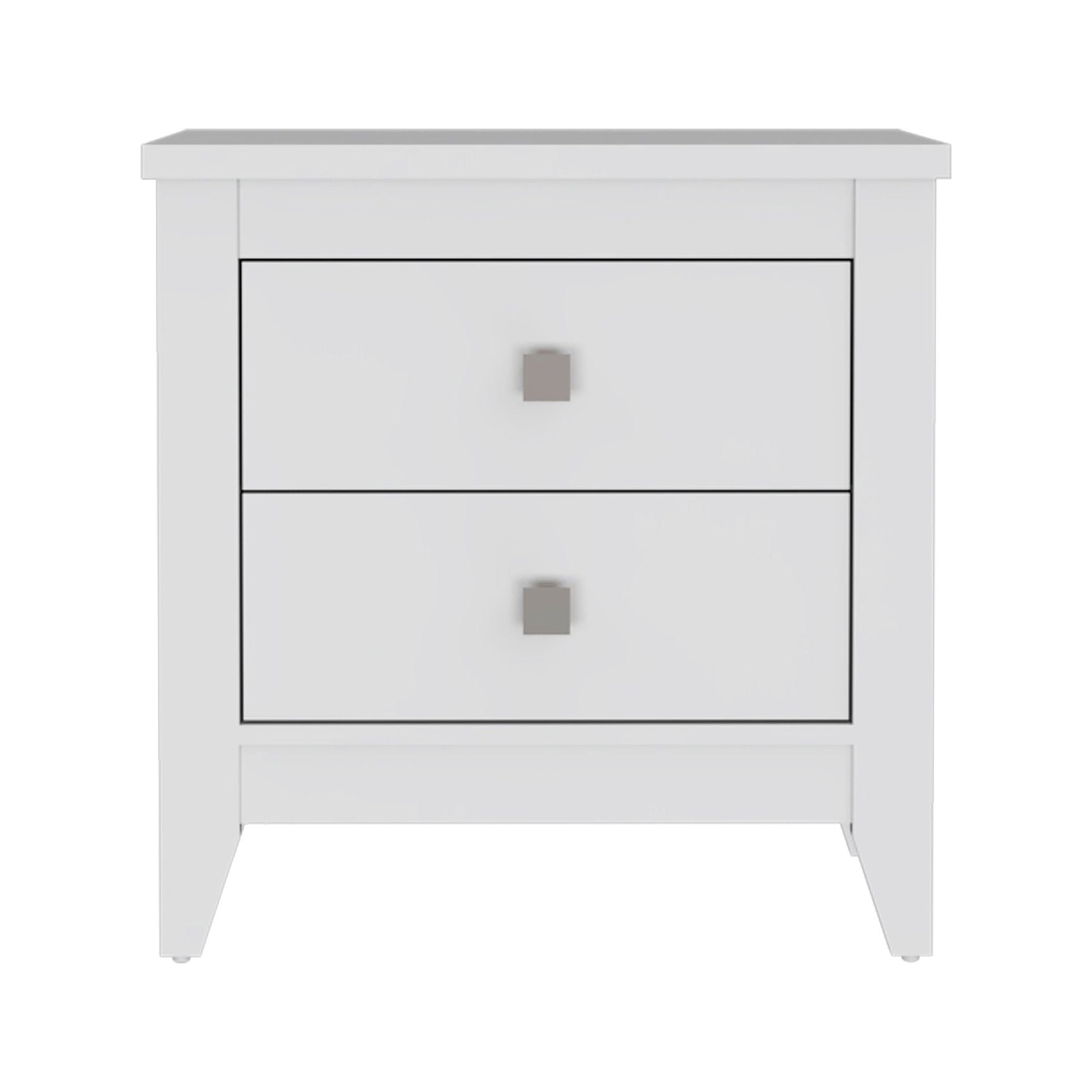 Breeze Four - Legged Modern Bedroom Nightstand, with Two Drawers, Black - Comfortable Living Decor