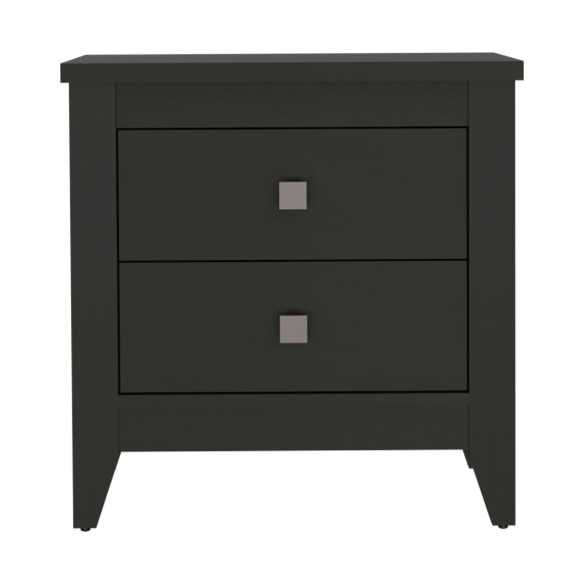 Breeze Four - Legged Modern Bedroom Nightstand, with Two Drawers, Black - Comfortable Living Decor