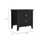 Breeze Four - Legged Modern Bedroom Nightstand, with Two Drawers, Black - Comfortable Living Decor