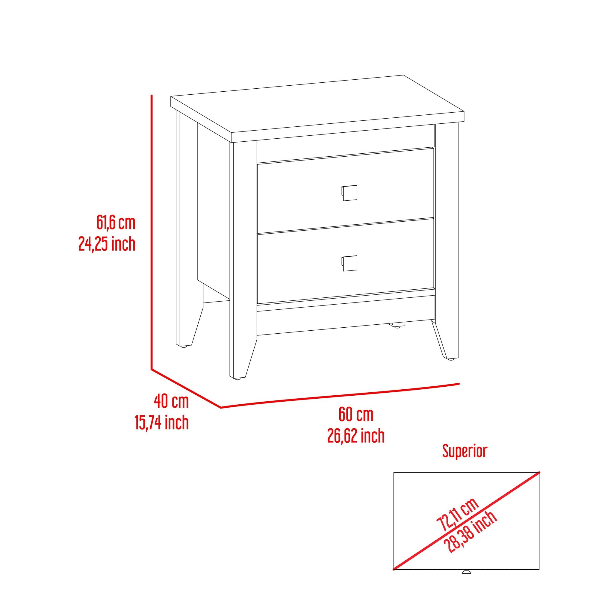 Breeze Four - Legged Modern Bedroom Nightstand, with Two Drawers, Black - Comfortable Living Decor