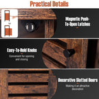 Buffet Cabinet Industrial Sideboard Storage Cabinet with Slatted Door and 3 Adjustable Shelves - Comfortable Living Decor