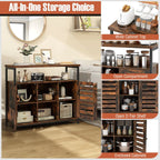 Buffet Cabinet Industrial Sideboard Storage Cabinet with Slatted Door and 3 Adjustable Shelves - Comfortable Living Decor