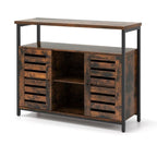Buffet Cabinet Industrial Sideboard Storage Cabinet with Slatted Door and 3 Adjustable Shelves - Comfortable Living Decor