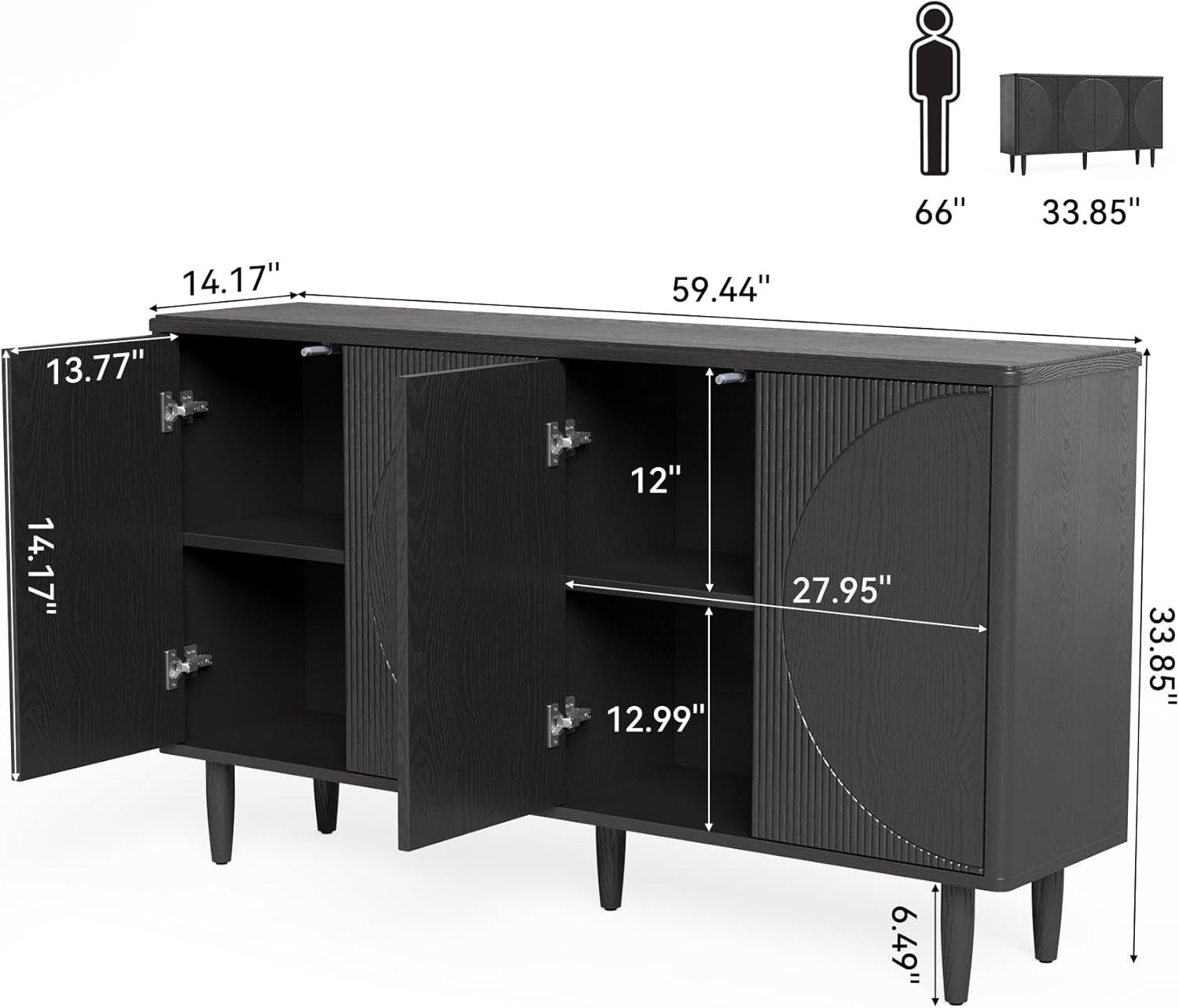 Buffet Cabinet Sideboard with Storage, Modern Sideboard Buffet Table - Comfortable Living Decor