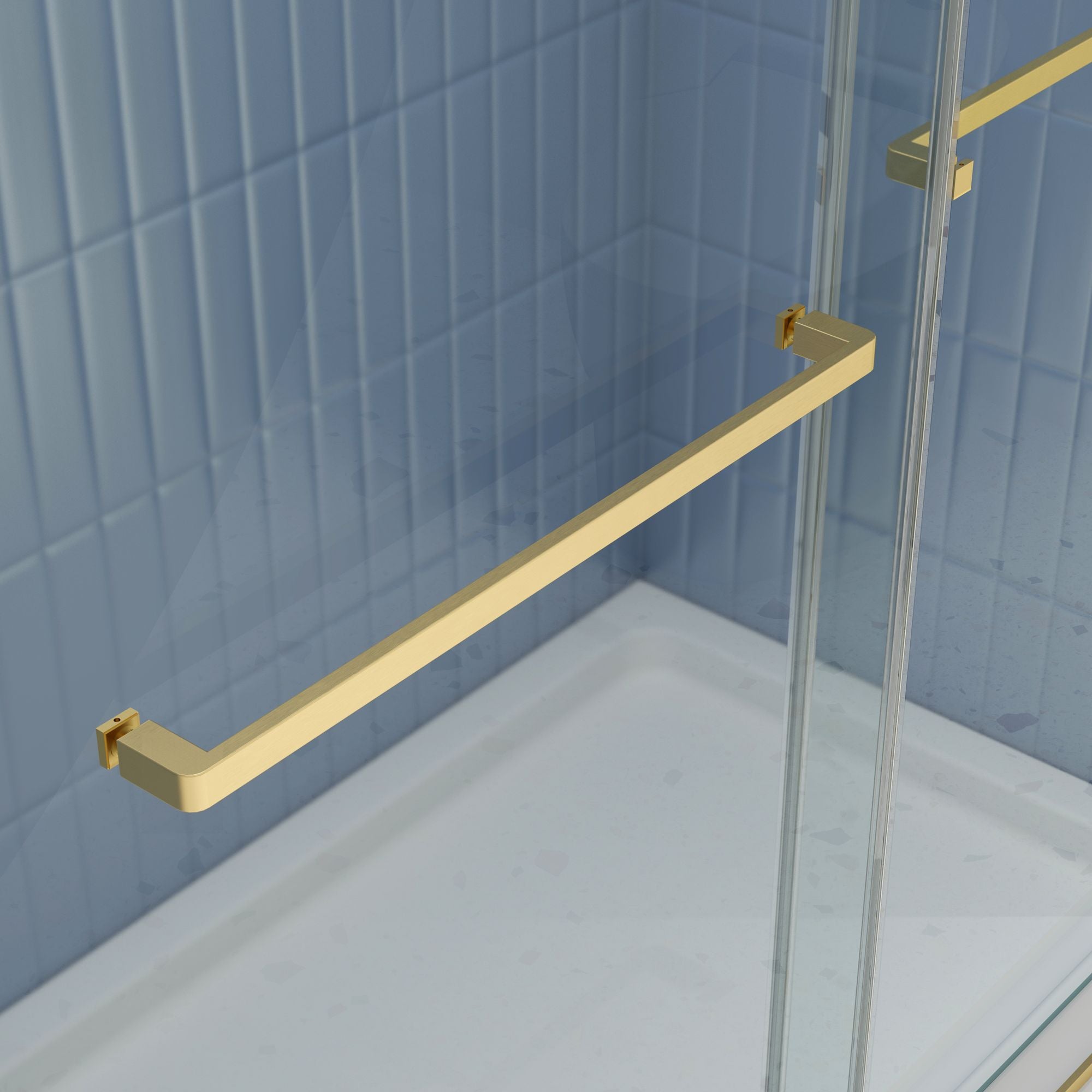 Bypass shower door, sliding door,soft close system, with 5/16" tempered glass and Brushed Gold finish 4874 - Comfortable Living Decor