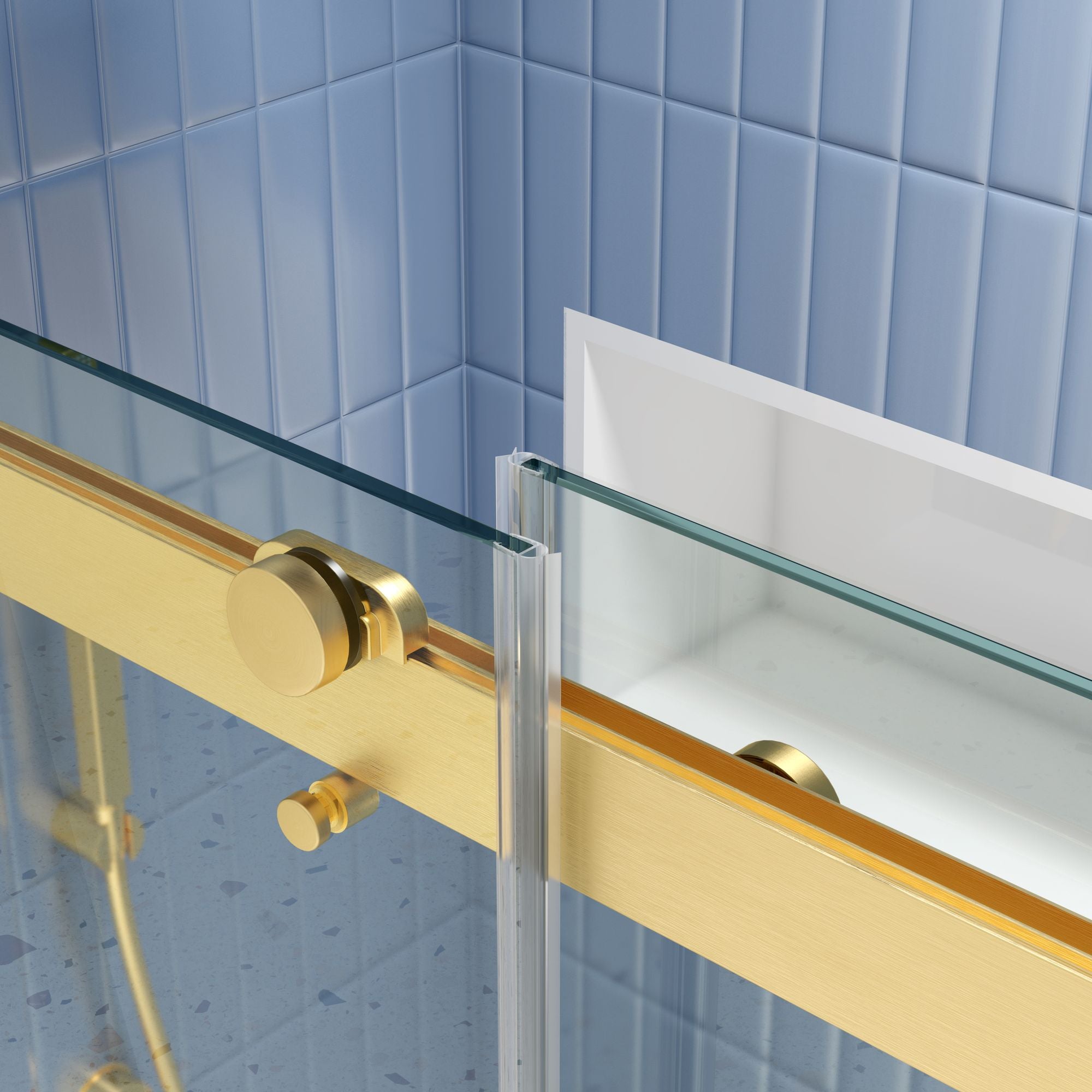 Bypass shower door, sliding door,soft close system, with 5/16" tempered glass and Brushed Gold finish 4874 - Comfortable Living Decor