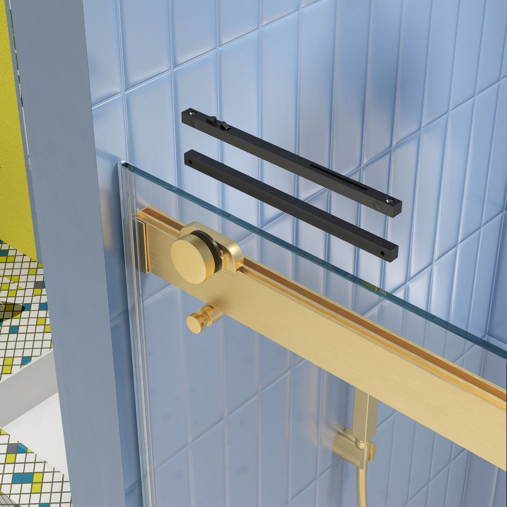 Bypass shower door, sliding door,soft close system, with 5/16" tempered glass and Brushed Gold finish 4874 - Comfortable Living Decor