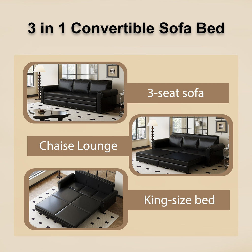 Chesterfield 93.7" King Pull Out Sofa Bed 3 - in - 1 - Comfortable Living Decor