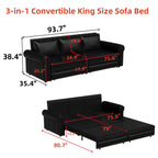 Chesterfield 93.7" King Pull Out Sofa Bed 3 - in - 1 - Comfortable Living Decor