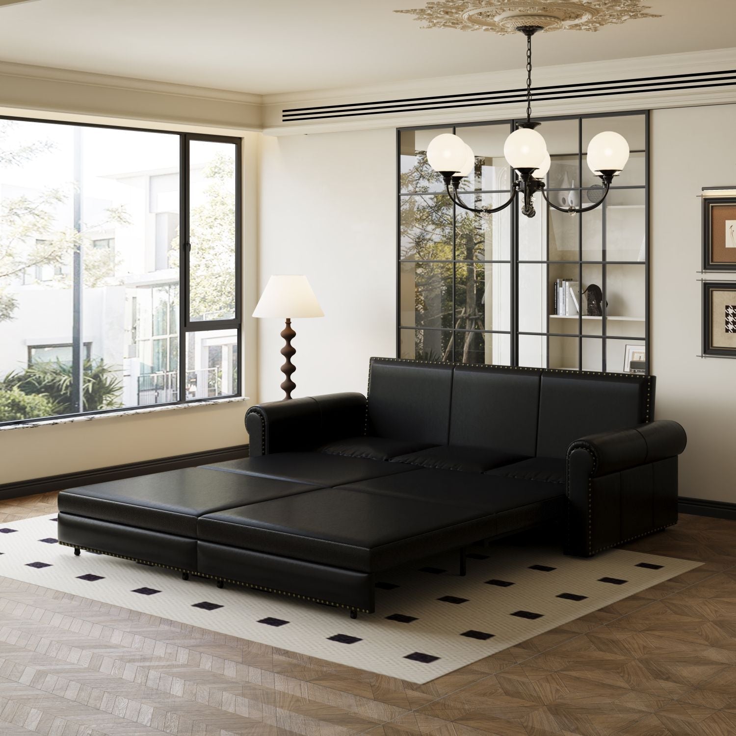 Chesterfield 93.7" King Pull Out Sofa Bed 3 - in - 1 - Comfortable Living Decor