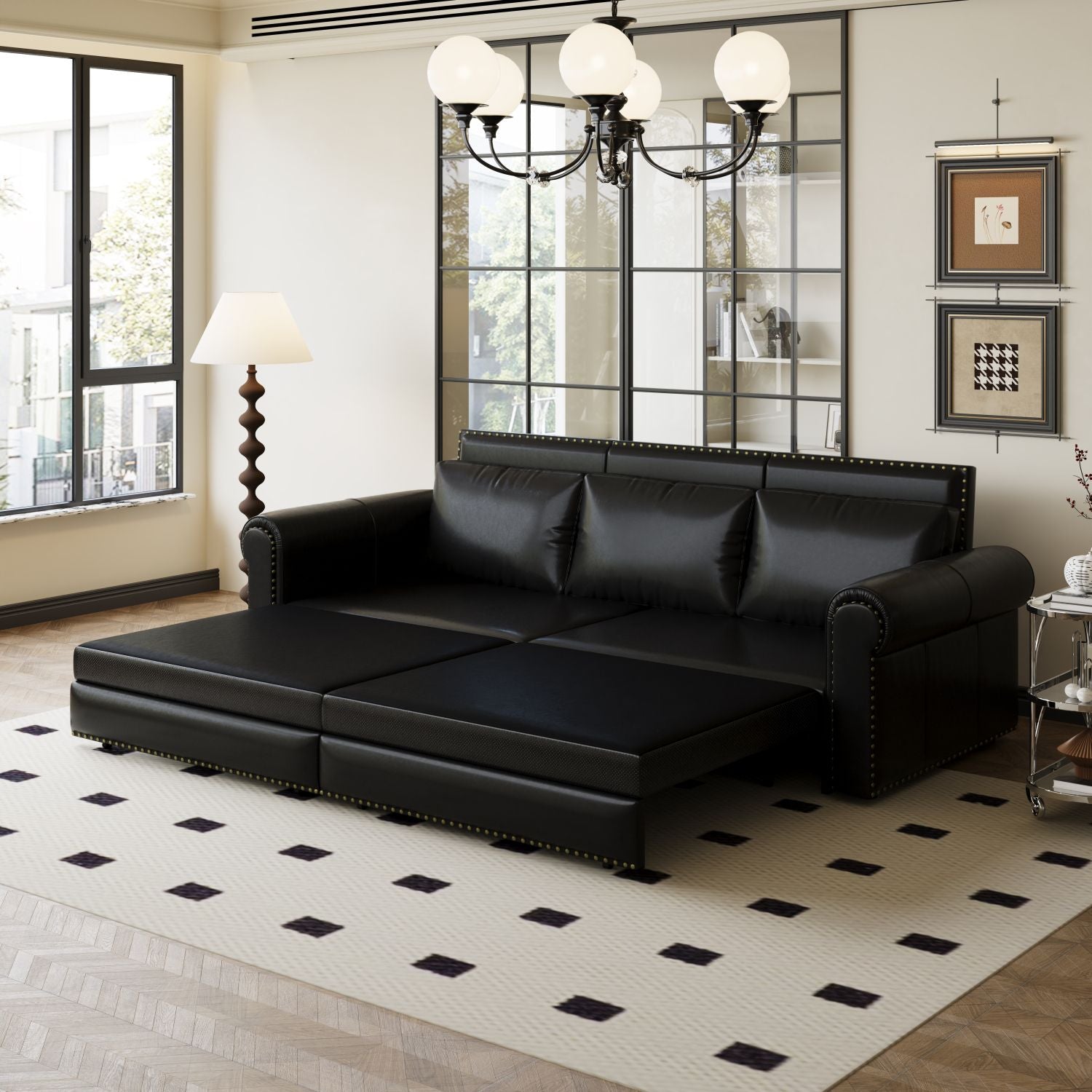 Chesterfield 93.7" King Pull Out Sofa Bed 3 - in - 1 - Comfortable Living Decor